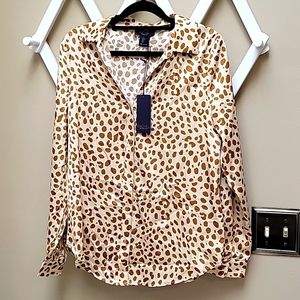 NWT Rachel Roy Leopard Print  Oversized Blouse Sz S